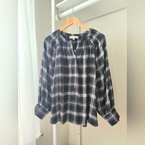 Plaid Black and White Women's Top
